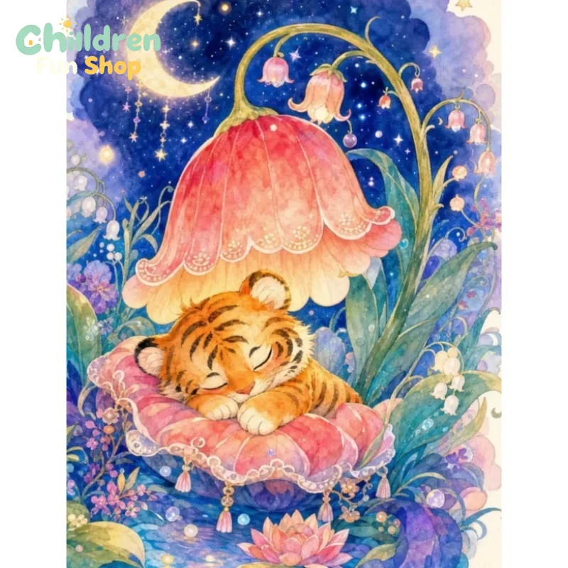 Resin Art Baby - Алмазная мозаика «Спящий тигрёнок под колокольчиком